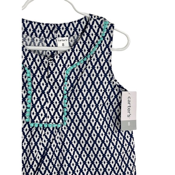 Carters Girls Dress Sundress Size 8 Navy White Cotton Sleeveless NWT - Picture 3 of 13